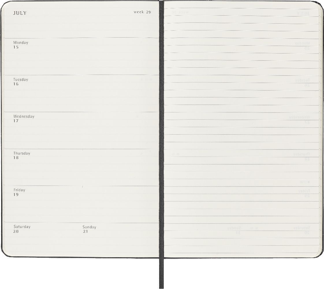 Bild: 8056598856620 | Moleskine 12 Monate Wochen Notizkalender 2024, Large/A5, Schwarz