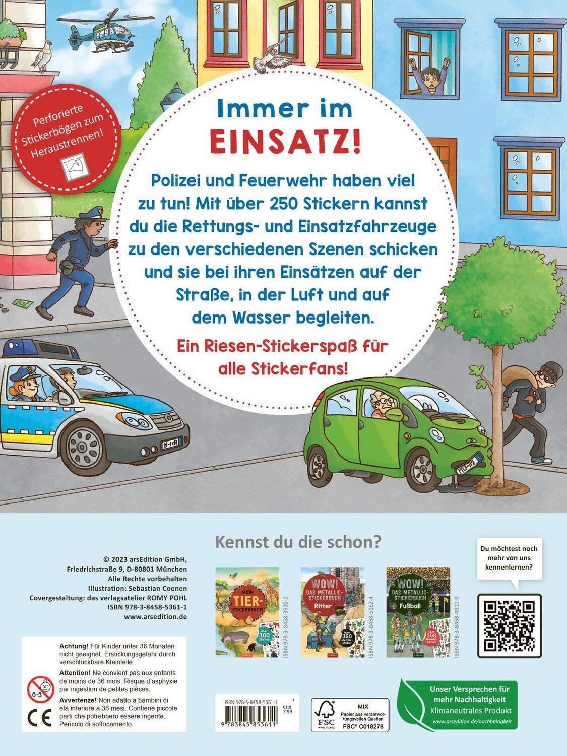 Rückseite: 9783845853611 | Mein Polizei- und Feuerwehr-Stickerheft | Über 250 Sticker | Buch