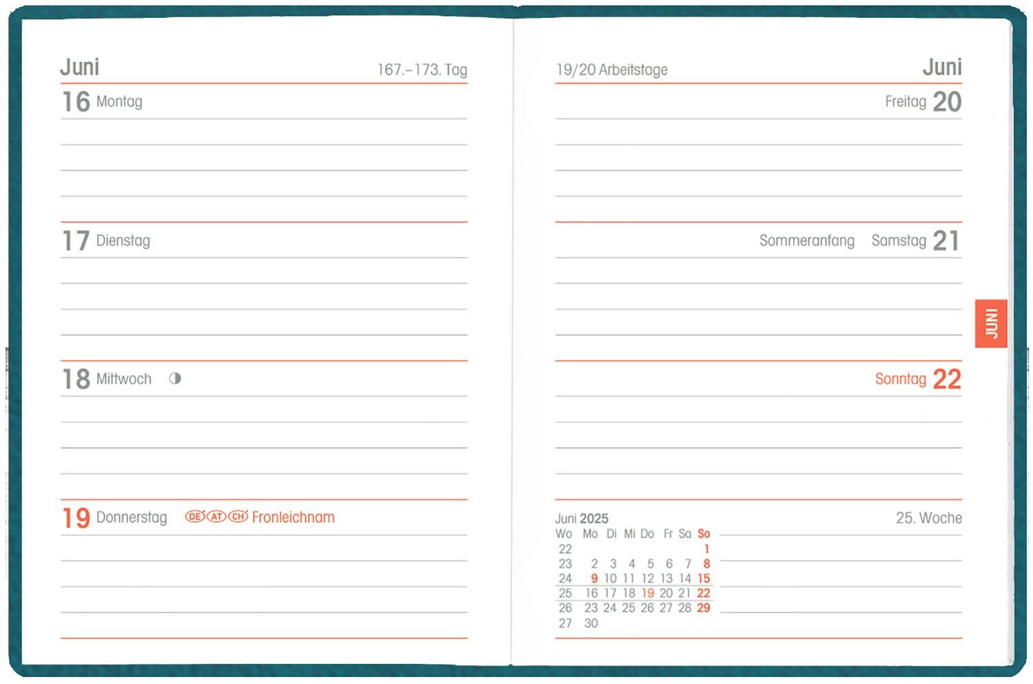 Bild: 4006928024964 | Taschenkalender türkis 2025 - Büro-Kalender 8,3x10,7- 1W/2S -...