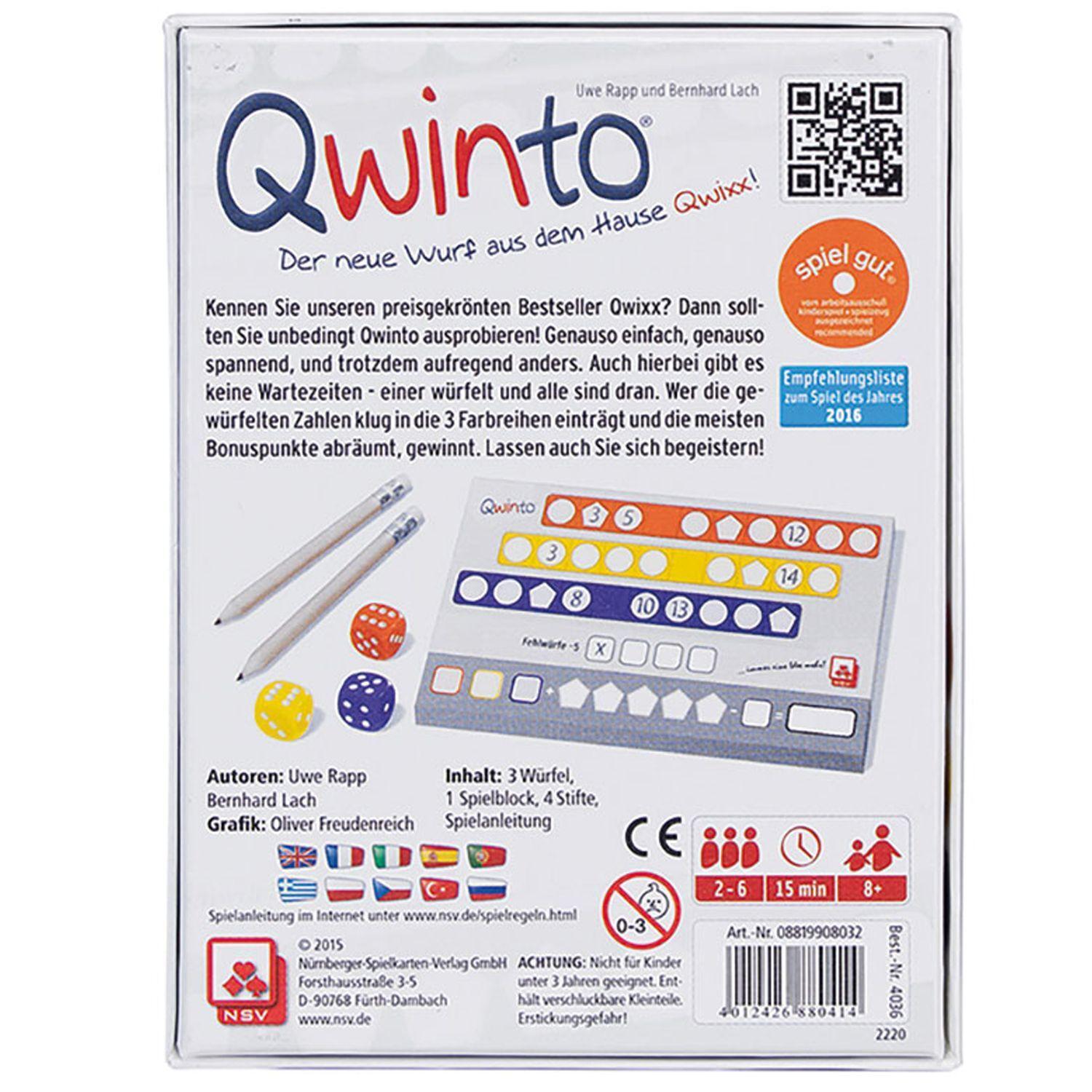 Bild: 4012426880414 | Qwinto | Nürnberger Spielkarten Verlag | Spiel | Brettspiel | 4036