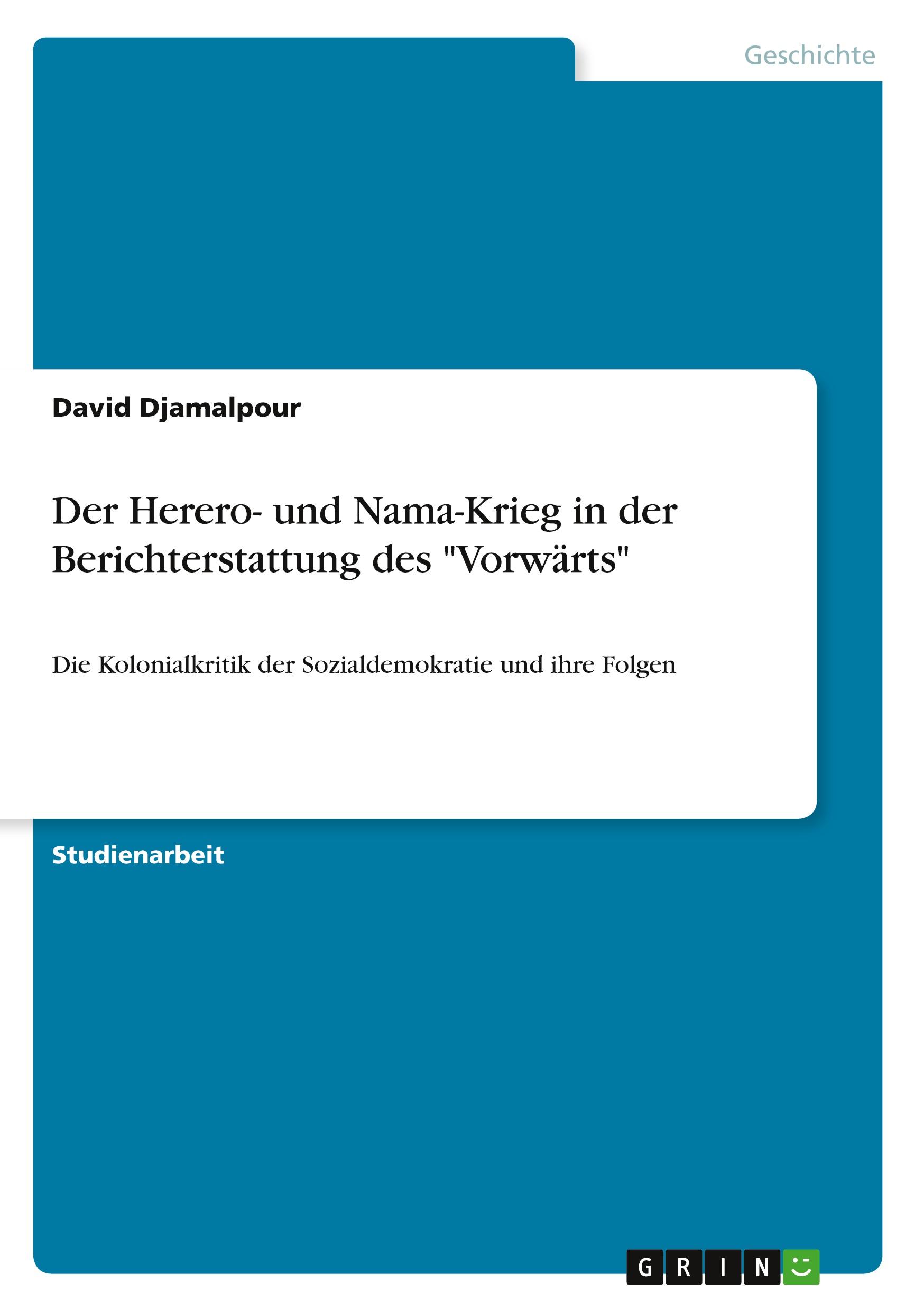 Cover: 9783346876041 | Der Herero- und Nama-Krieg in der Berichterstattung des "Vorwärts"