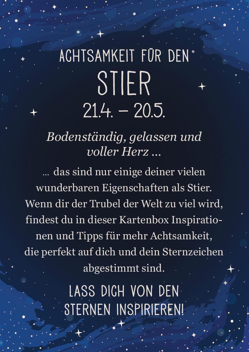 Rückseite: 9783845849676 | Achtsamkeit für den Stier | 50 Astro-Kärtchen | Taschenbuch | 51 S.