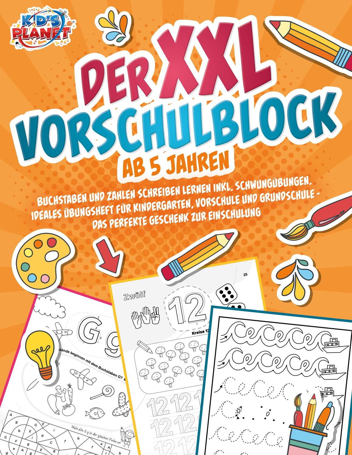 Cover: 9783989351103 | Der XXL-Vorschulblock ab 5 Jahren: Buchstaben und Zahlen schreiben...