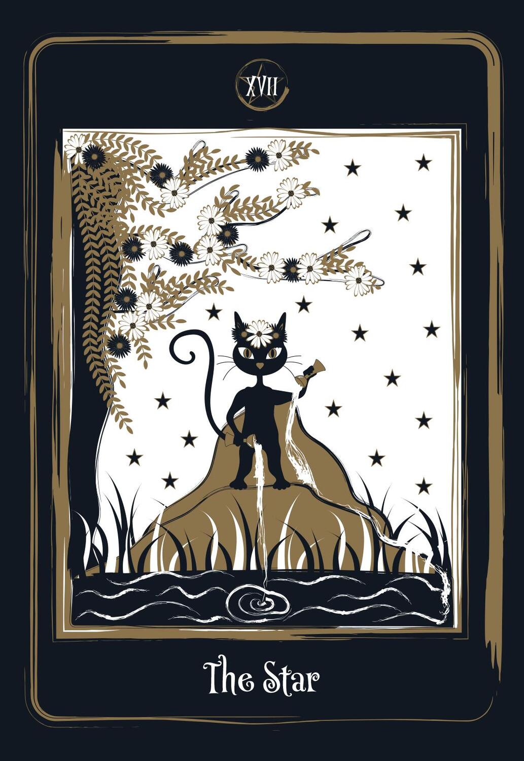 Bild: 4250375110002 | Golden Black Cat Tarot - High quality slip lid box with gold foil