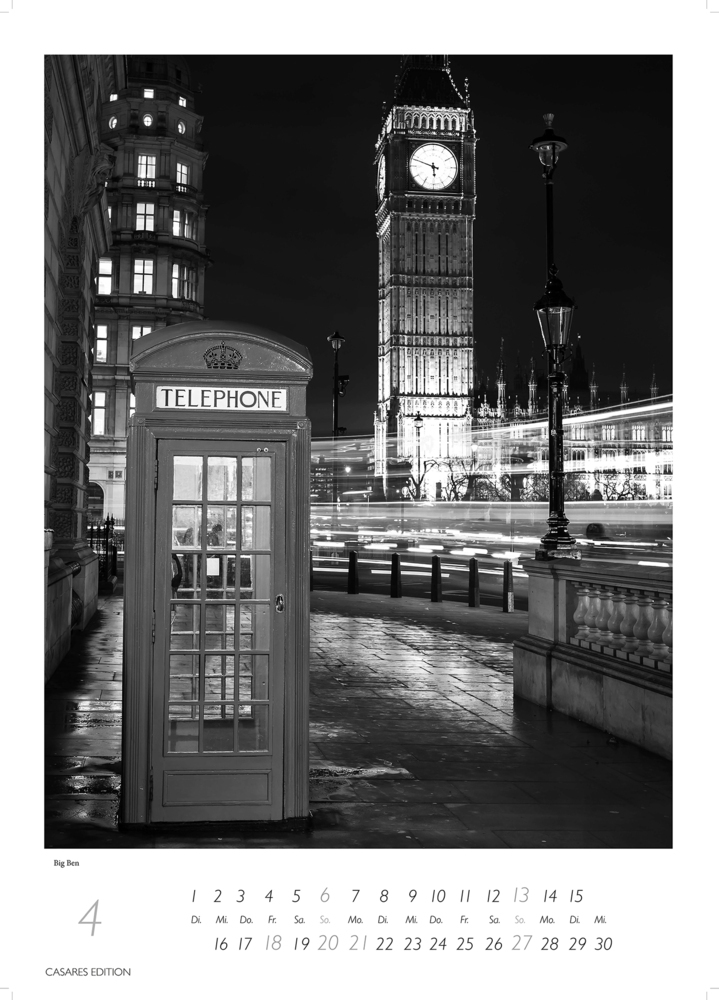 Bild: 9781835241820 | London schwarz-weiss 2025 L 59x42cm | Kalender | 14 S. | Deutsch