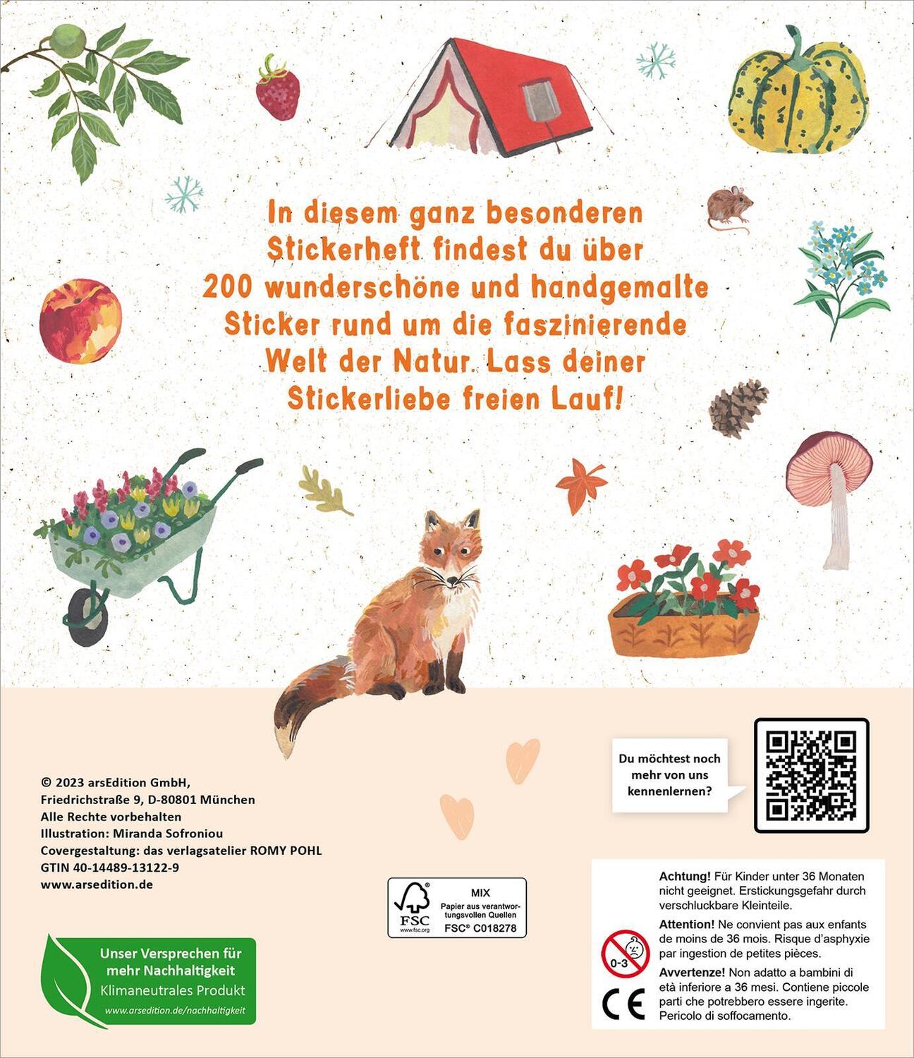 Rückseite: 4014489131229 | Stickerliebe - Natur | Über 200 handgemalte Sticker | Sofroniou | 2023