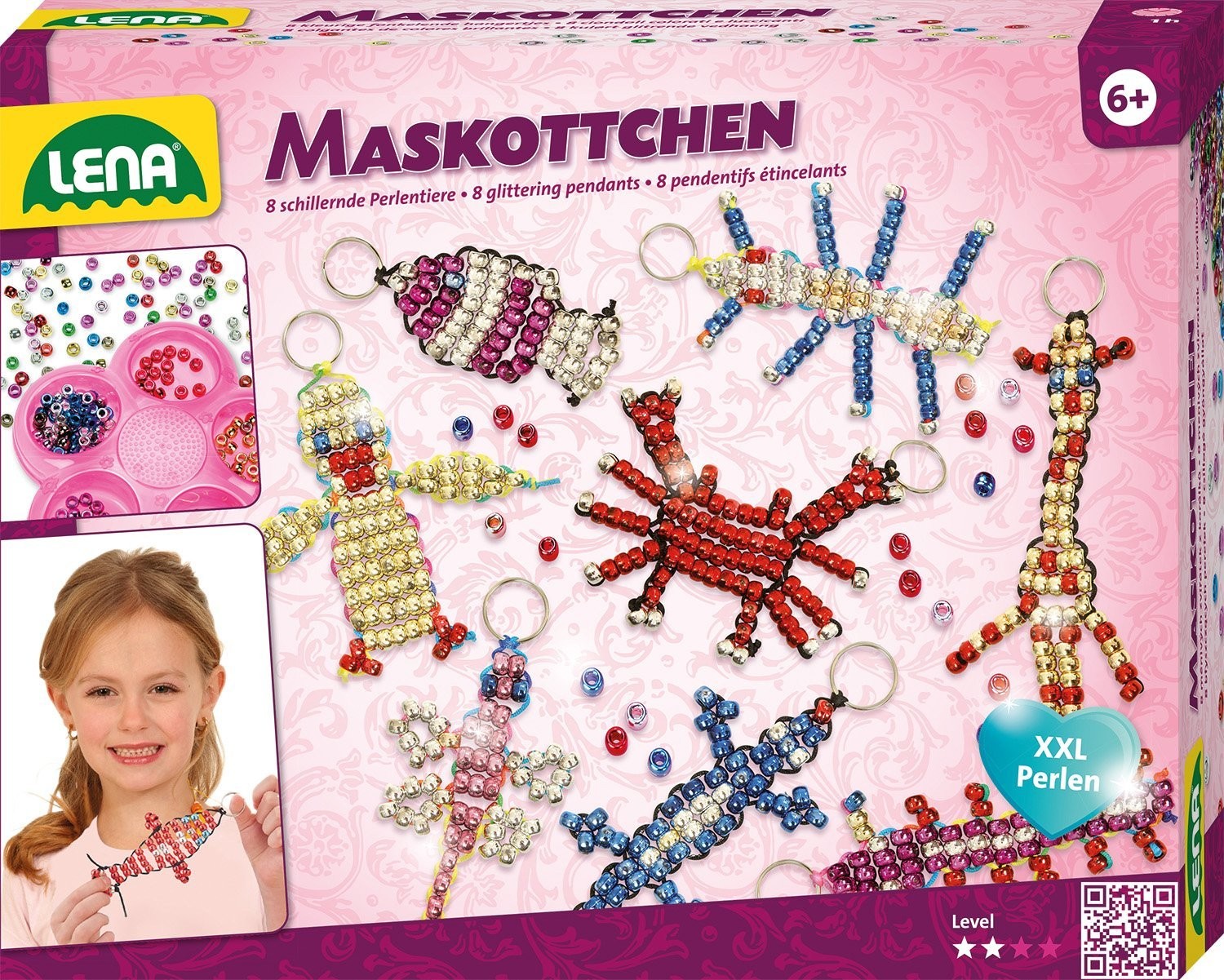 Cover: 4006942833108 | LENA® 42690 - Maskottchen, Bastelset für 8 Perlentiere, 740 XXL-Perlen