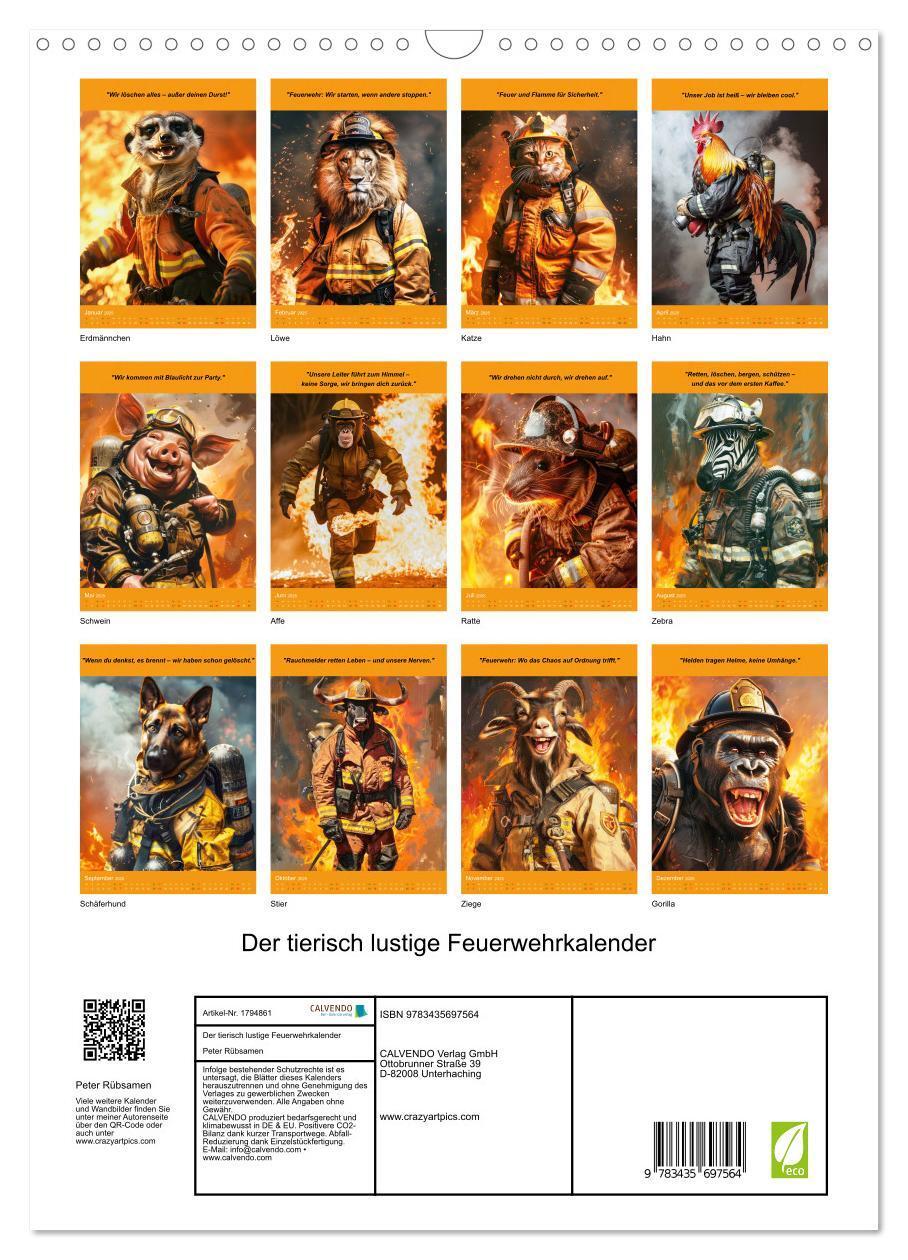 Bild: 9783435697564 | Der tierisch lustige Feuerwehrkalender (Wandkalender 2025 DIN A3...