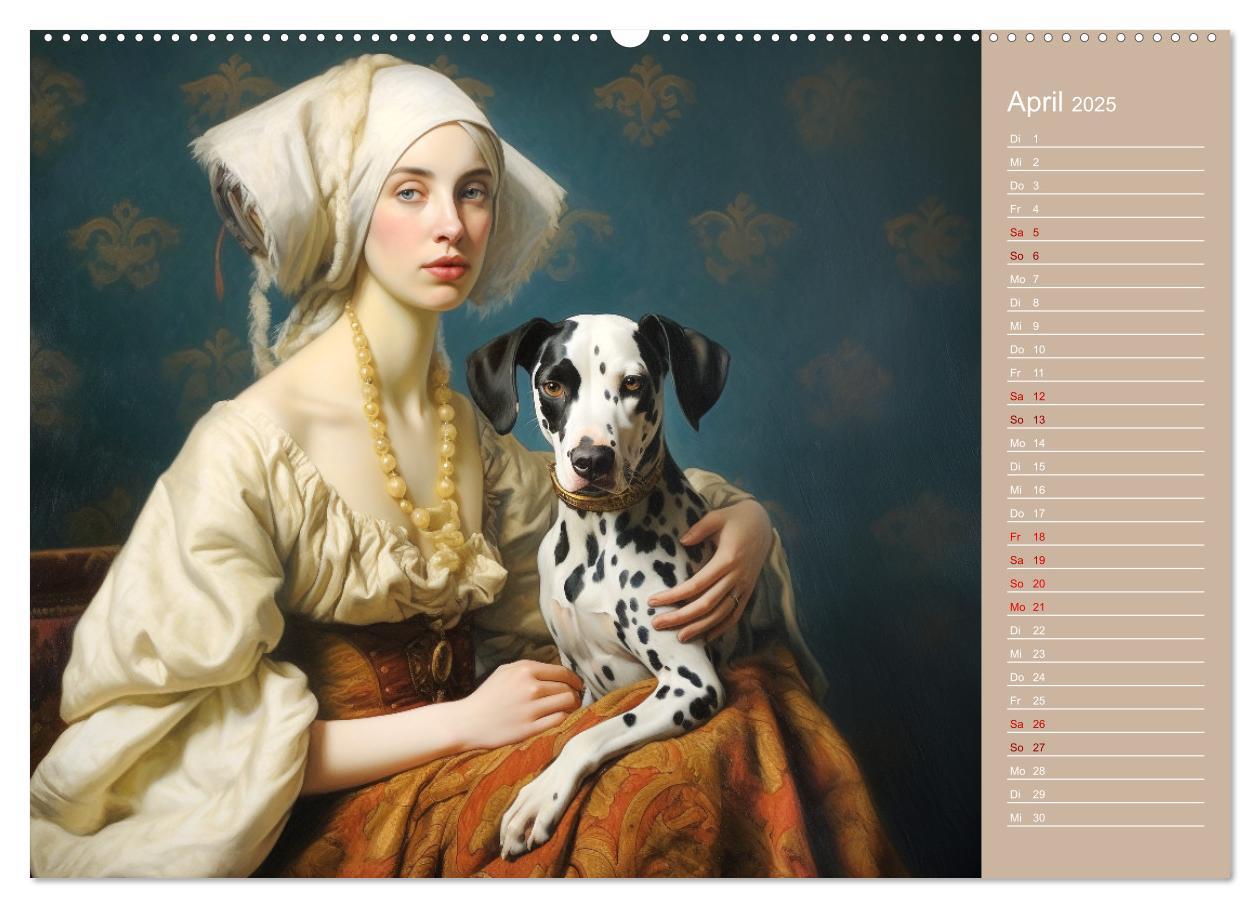 Bild: 9783435013876 | Dame mit Hund (Wandkalender 2025 DIN A2 quer), CALVENDO Monatskalender