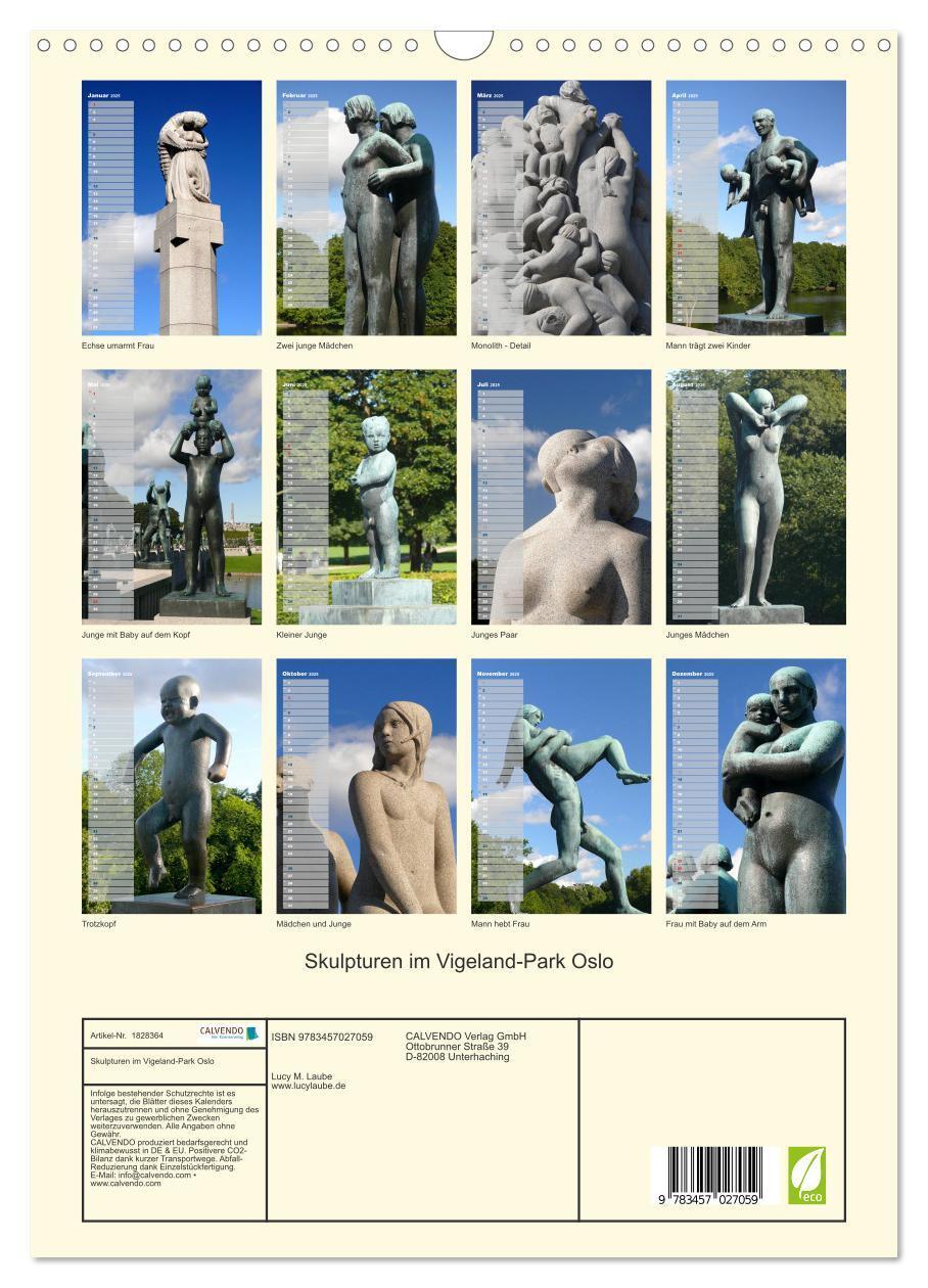 Bild: 9783457027059 | Skulpturen im Vigeland-Park Oslo (Wandkalender 2025 DIN A3 hoch),...