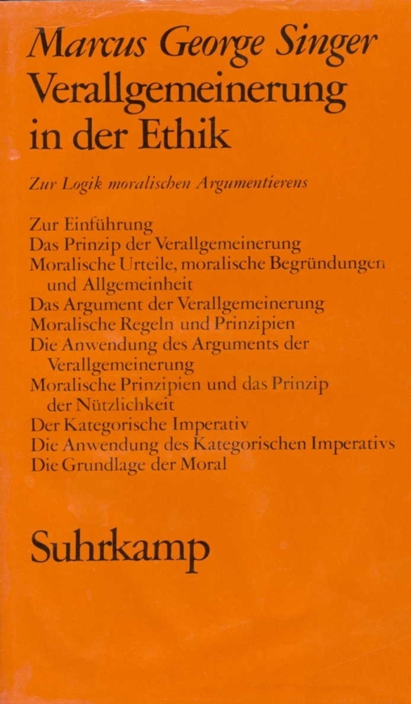 Cover: 9783518573969 | Verallgemeinerung in der Ethik | Zur Logik moralischen Argumentierens