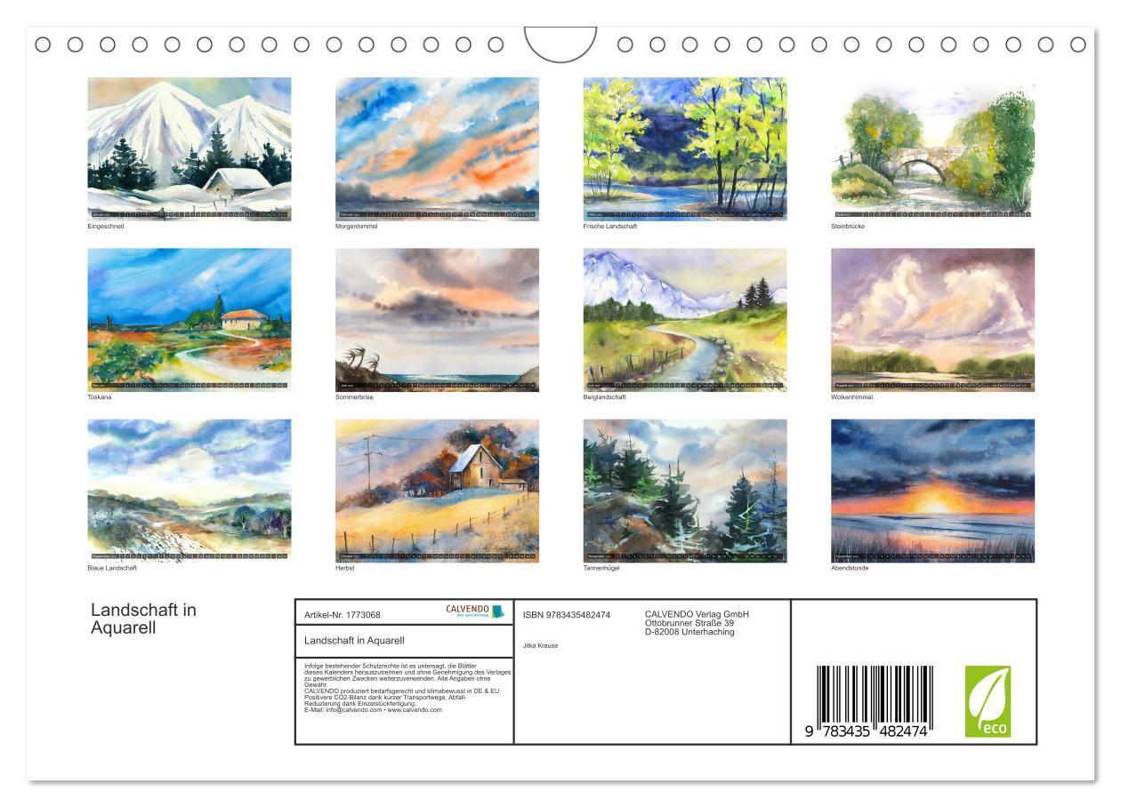 Bild: 9783435482474 | Landschaft in Aquarell (Wandkalender 2025 DIN A4 quer), CALVENDO...