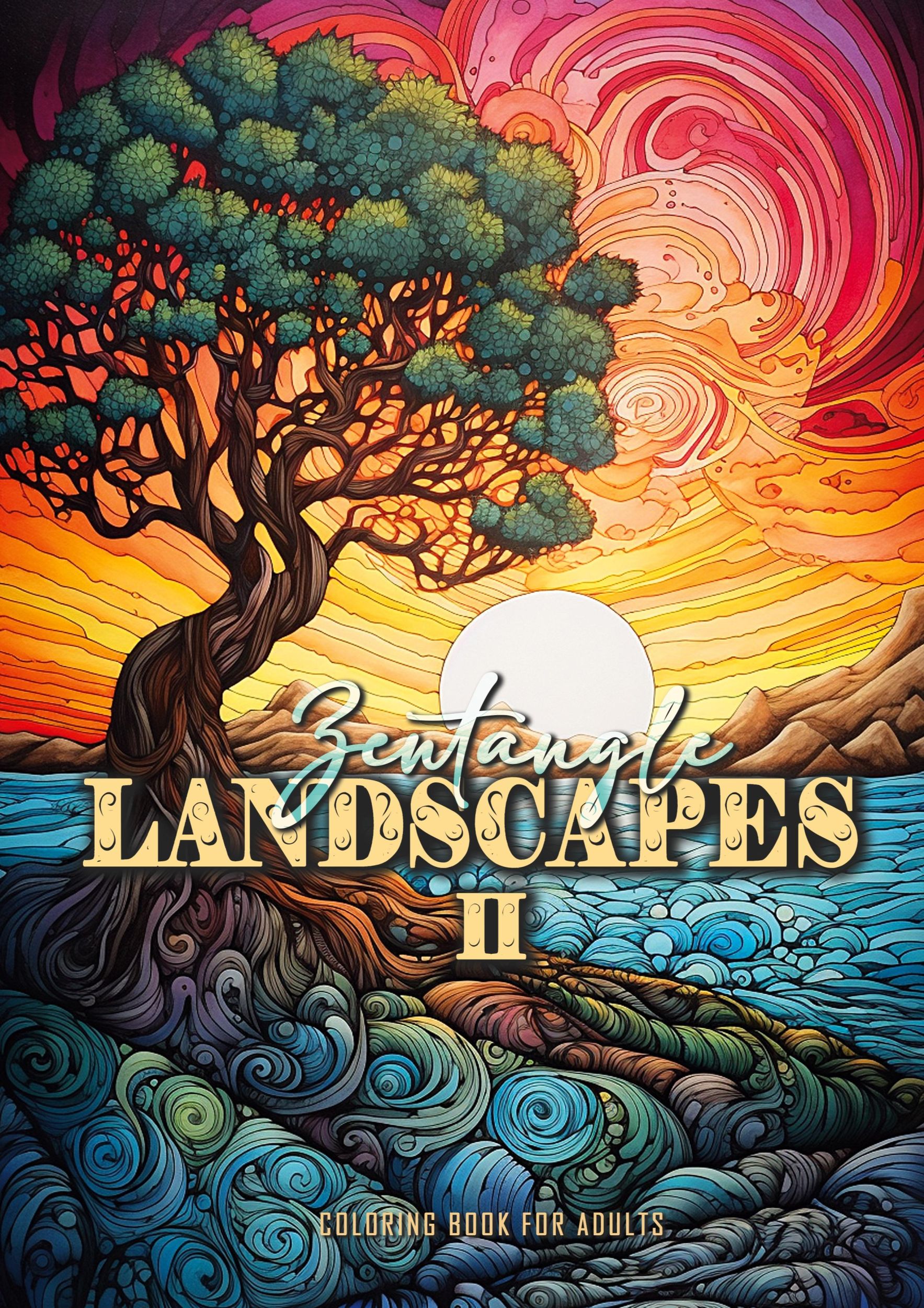 Cover: 9783758432040 | Zentangle Landscapes Coloring Book for Adults 2 | Monsoon Publishing