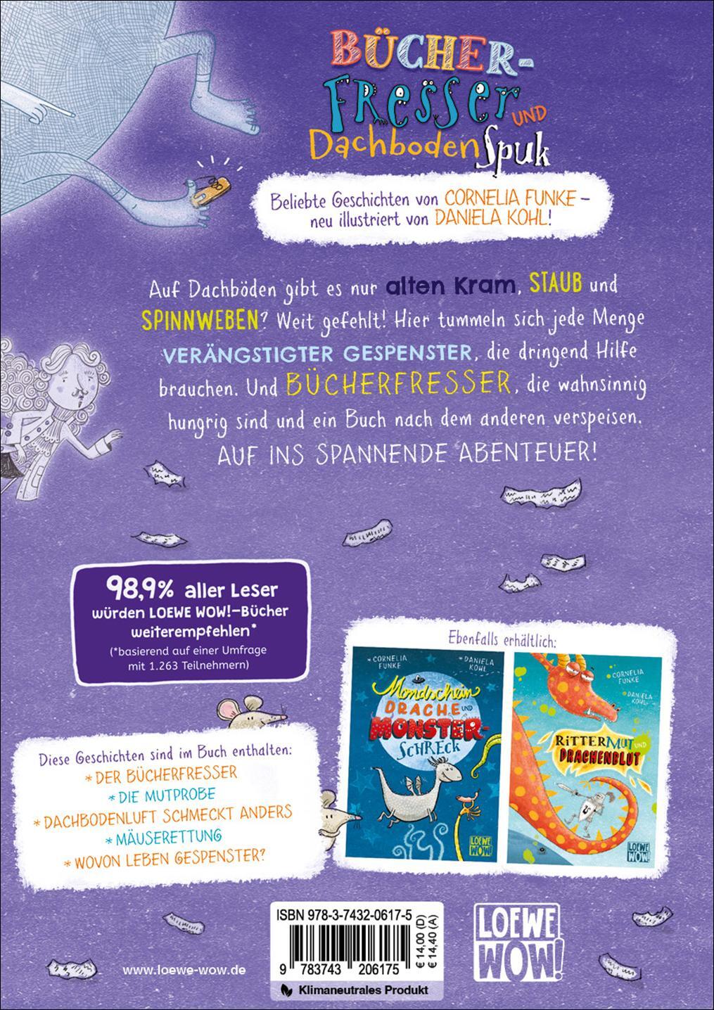 Rückseite: 9783743206175 | Bücherfresser und Dachbodenspuk | Cornelia Funke | Buch | Loewe Wow!