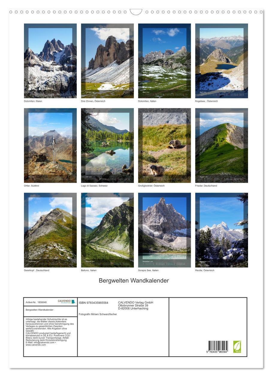 Bild: 9783435965564 | Bergwelten Wandkalender (Wandkalender 2025 DIN A2 hoch), CALVENDO...