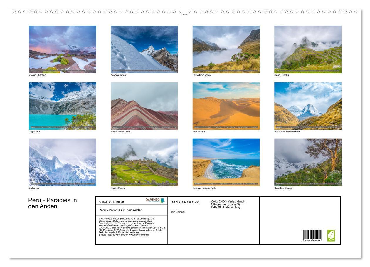 Bild: 9783383934094 | Peru - Paradies in den Anden (Wandkalender 2025 DIN A2 quer),...