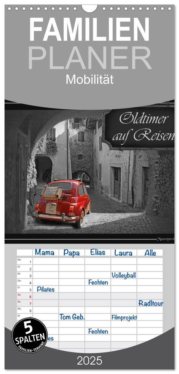 Cover: 9783457125939 | Familienplaner 2025 - Oldtimer auf Reisen mit 5 Spalten...