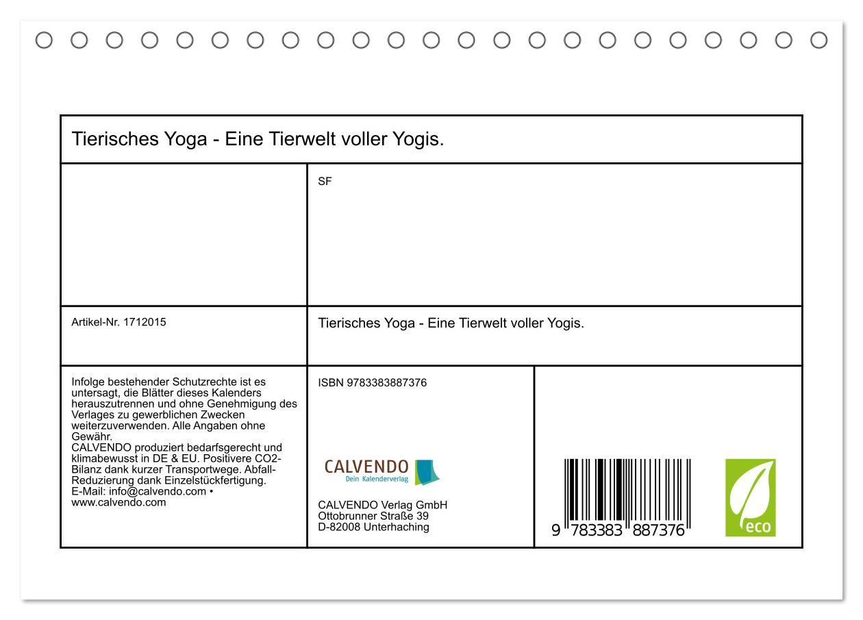 Bild: 9783383887376 | Tierisches Yoga - Eine Tierwelt voller Yogis. (Tischkalender 2025...