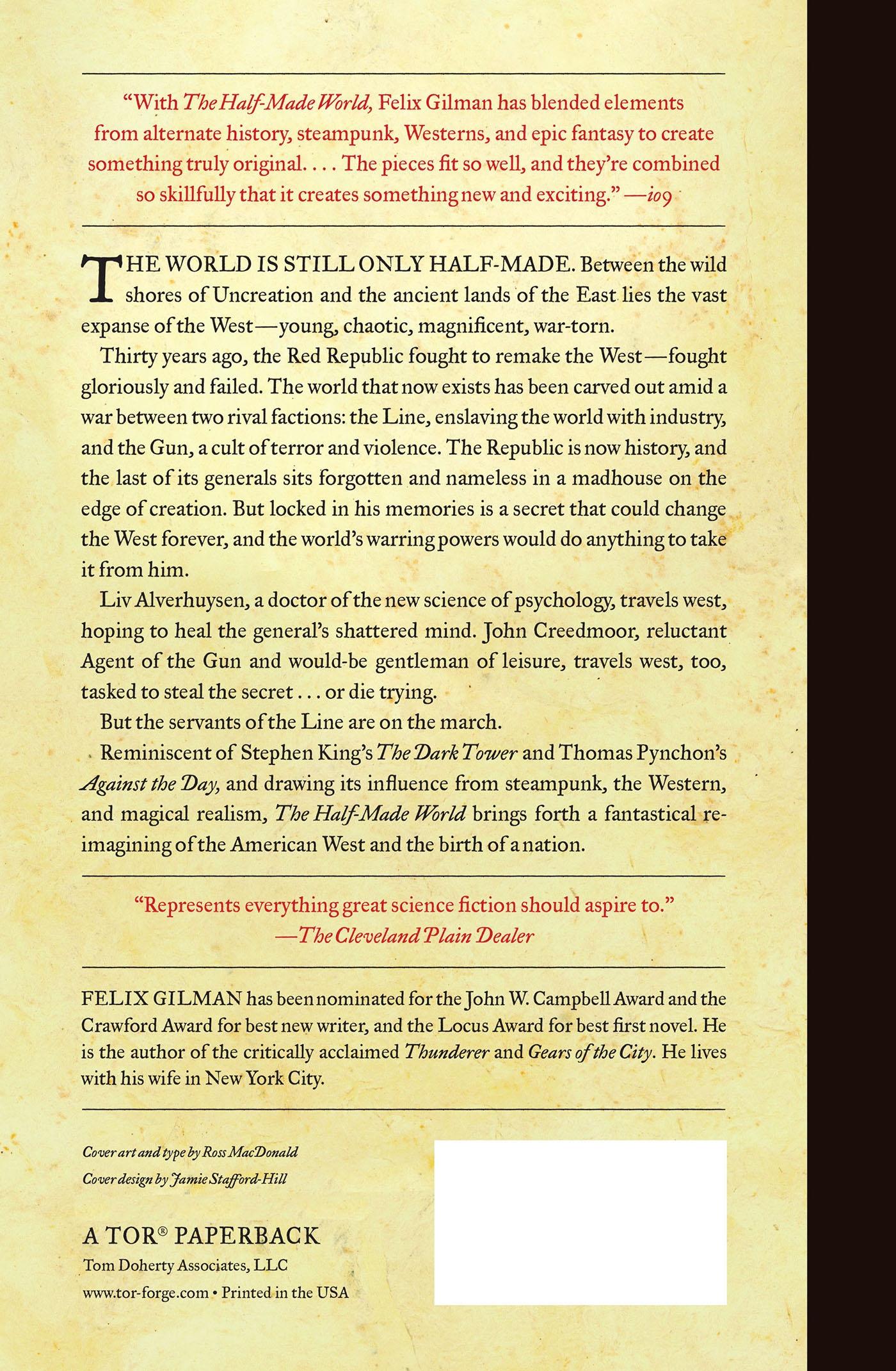 Rückseite: 9780765325532 | The Half-Made World | Felix Gilman | Taschenbuch | Englisch | 2011