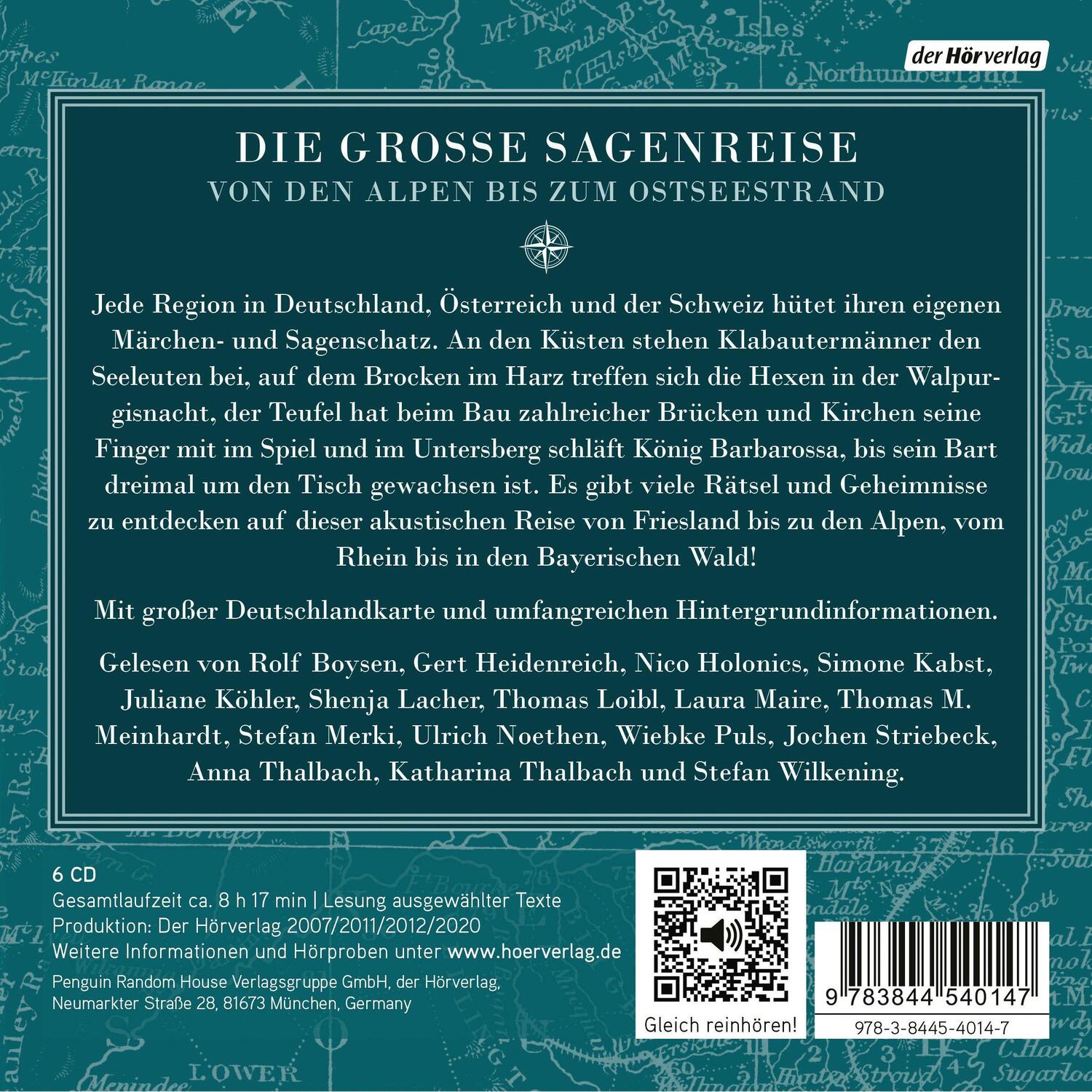 Bild: 9783844540147 | Die große Sagenreise | Von den Alpen bis zur Ostsee | Audio-CD | 2020