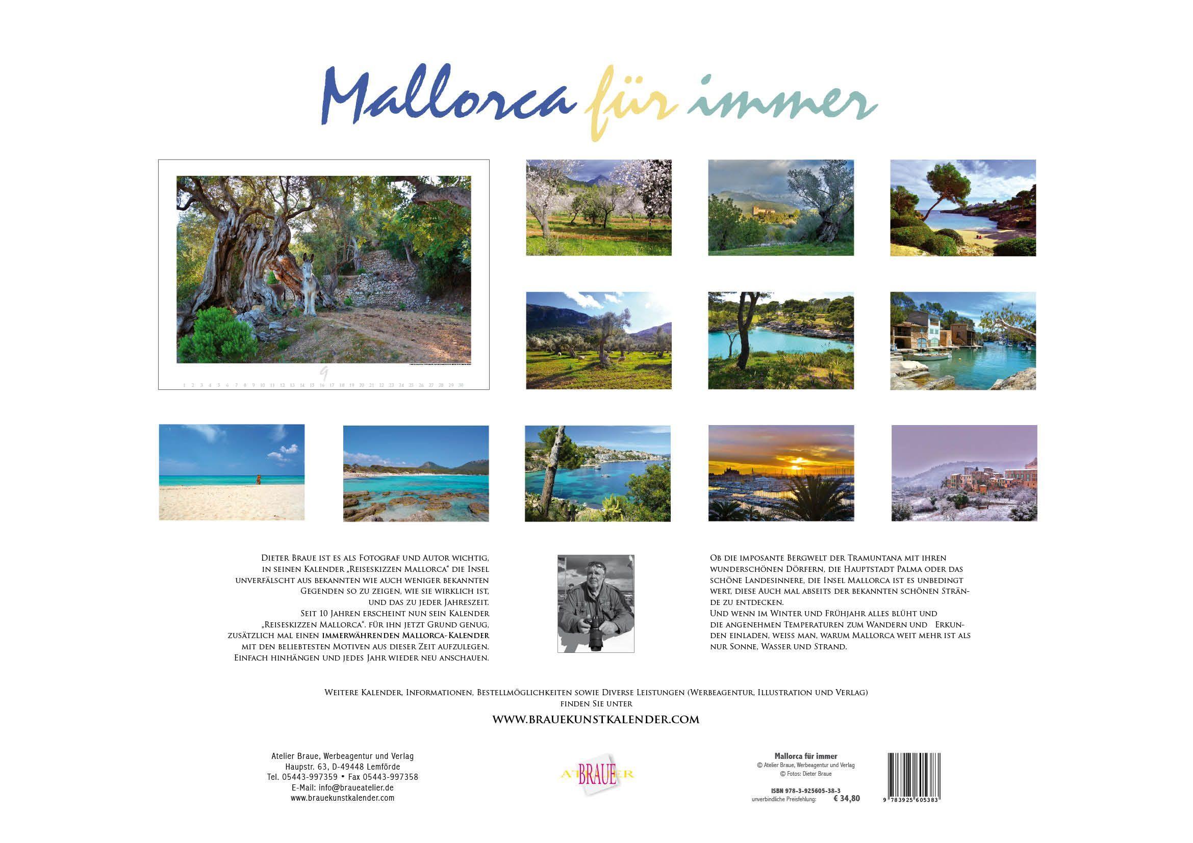 Bild: 9783925605383 | Mallorca für immer | Kalender | Deutsch | Atelier Braue