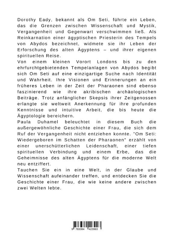 Rückseite: 9783384423993 | Om Seti: Wiedergeboren im Schatten der Pharaonen | Paula Duhamel