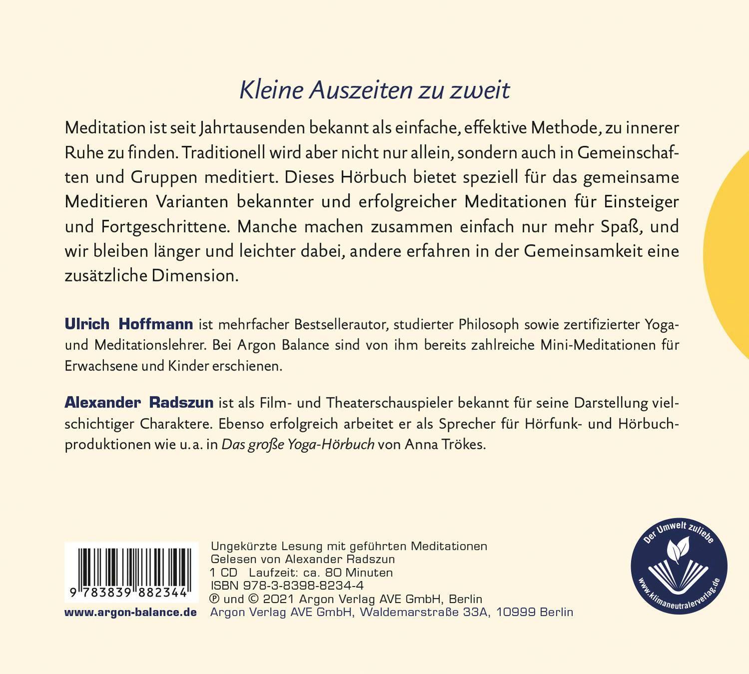 Rückseite: 9783839882344 | Zusammen entspannen | Ulrich Hoffmann | Audio-CD | 83 Min. | Deutsch