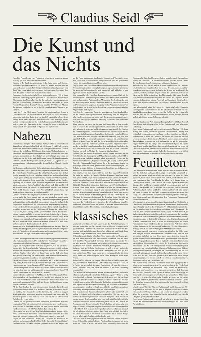 Cover: 9783893202447 | Die Kunst und das Nichts | Nahezu klassisches Feuilleton | Seidl