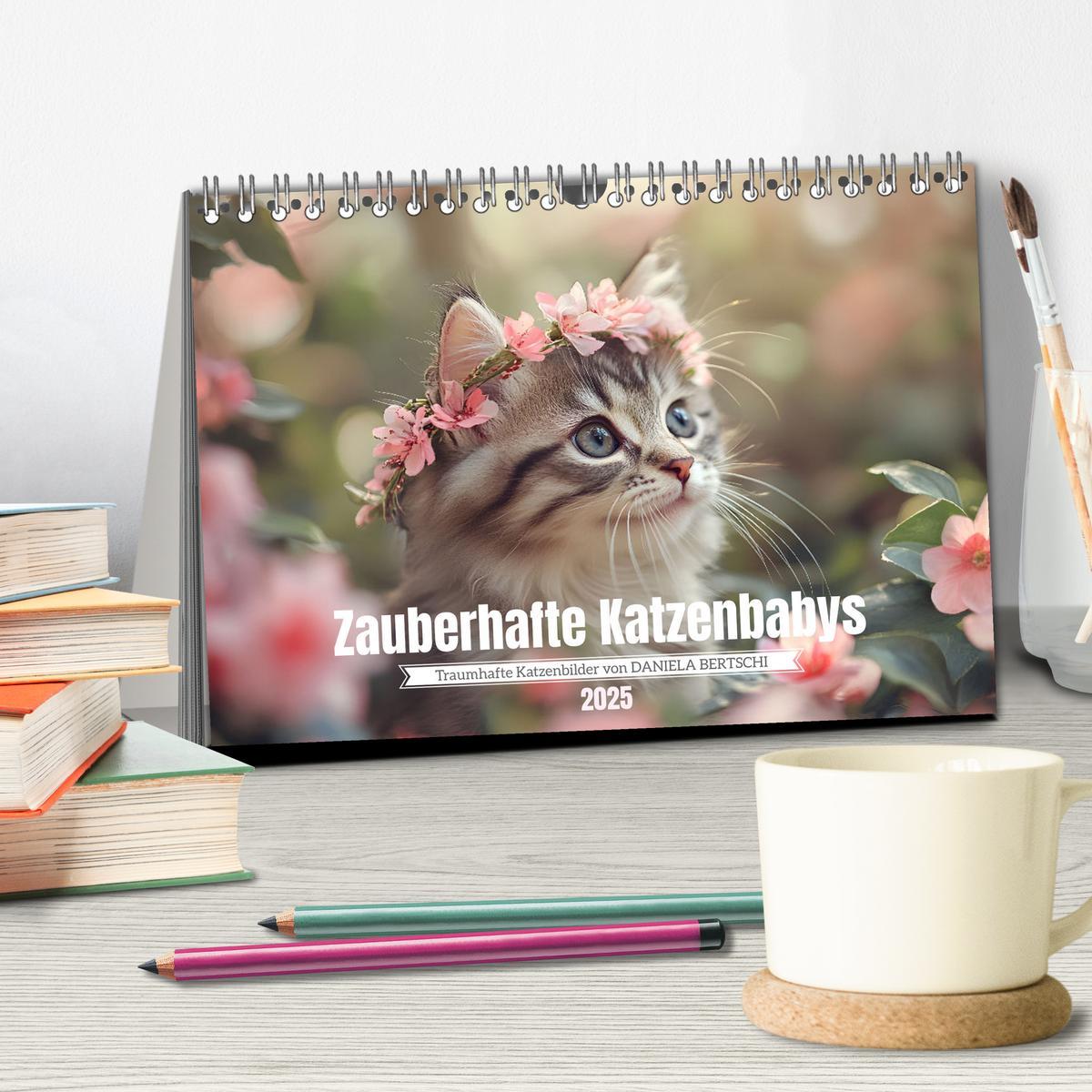 Bild: 9783457208038 | Zauberhafte Katzenbabys (Tischkalender 2025 DIN A5 quer), CALVENDO...