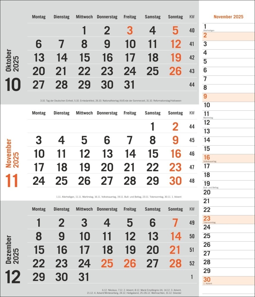 Bild: 9783756406807 | 3-Monatsplaner, orange 2025 | Kalender | Spiralbindung | 12 S. | 2025