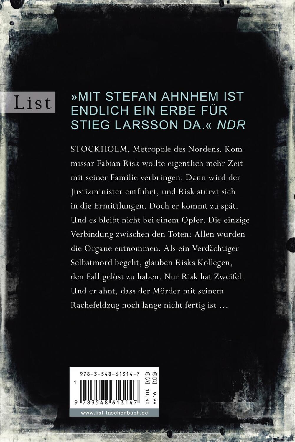 Rückseite: 9783548613147 | Herzsammler | Stefan Ahnhem | Taschenbuch | Ein Fabian-Risk-Krimi