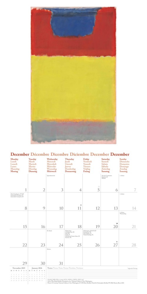 Bild: 4002725994110 | N NEUMANNVERLAGE - Mark Rothko 2025 Broschürenkalender, 30x30cm,...