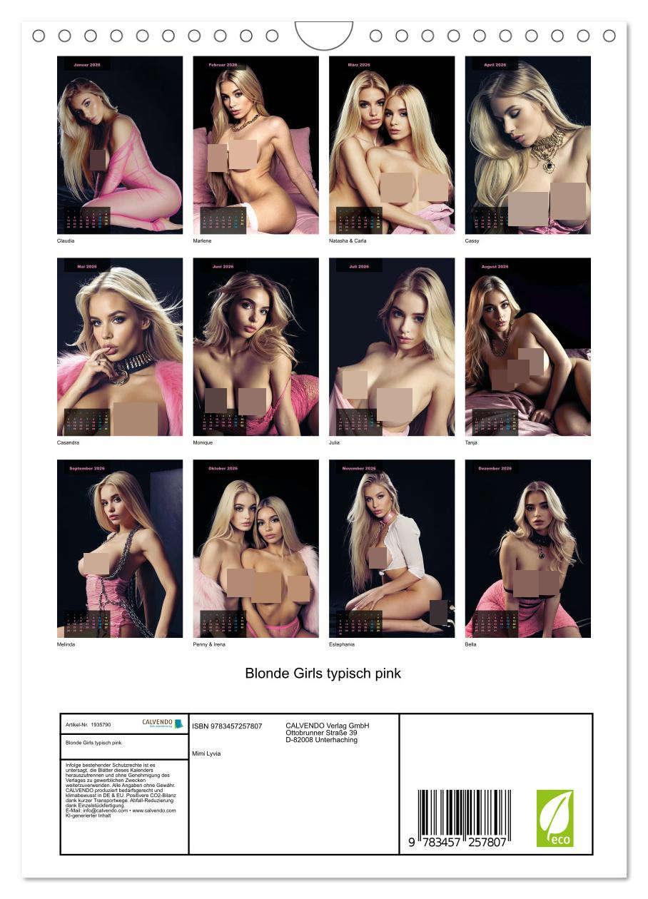 Bild: 9783457257807 | Blonde Girls typisch pink (Wandkalender 2026 DIN A4 hoch), CALVENDO...