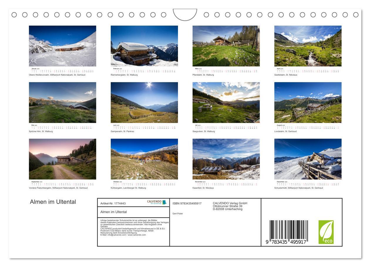 Bild: 9783435495917 | Almen im Ultental (Wandkalender 2025 DIN A4 quer), CALVENDO...