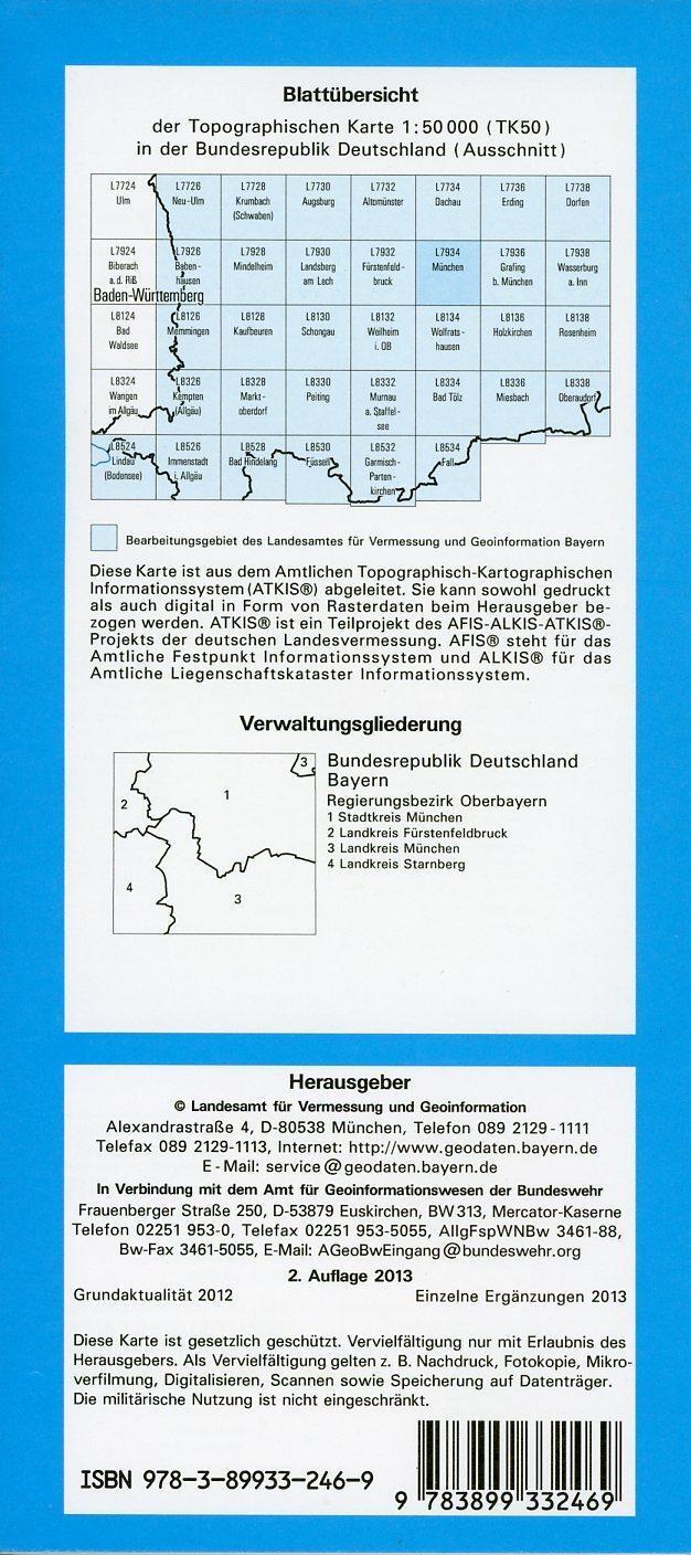 Bild: 9783899332469 | München 1 : 50 000 | Topographische Karte 1:50 000 | (Land-)Karte