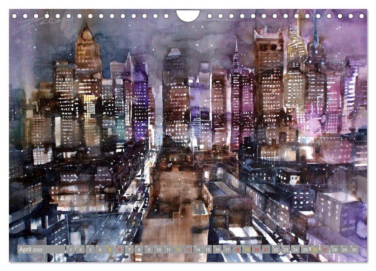 Bild: 9783435660636 | New York Watercolor Citylights (Wandkalender 2025 DIN A4 quer),...