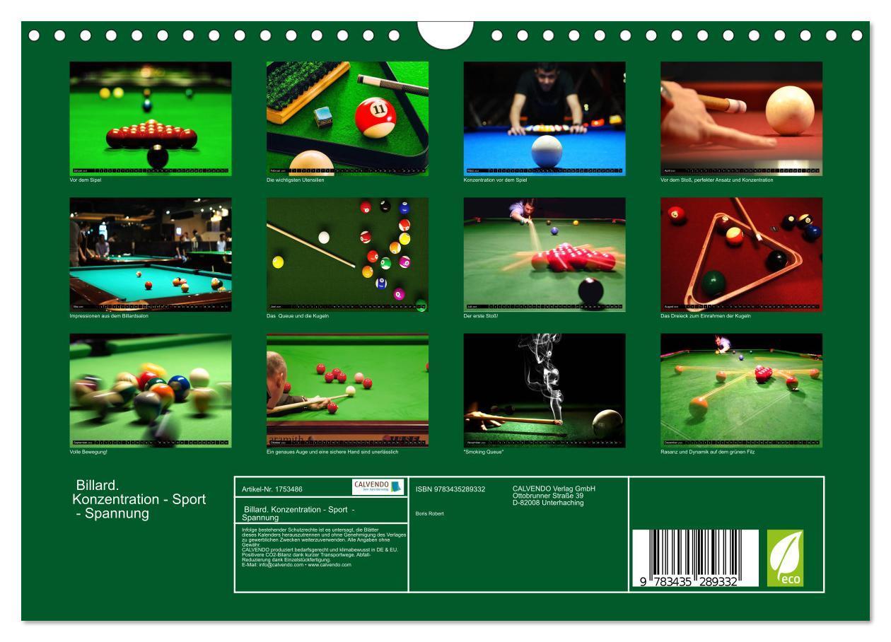 Bild: 9783435289332 | Billard. Konzentration - Sport - Spannung (Wandkalender 2025 DIN A4...