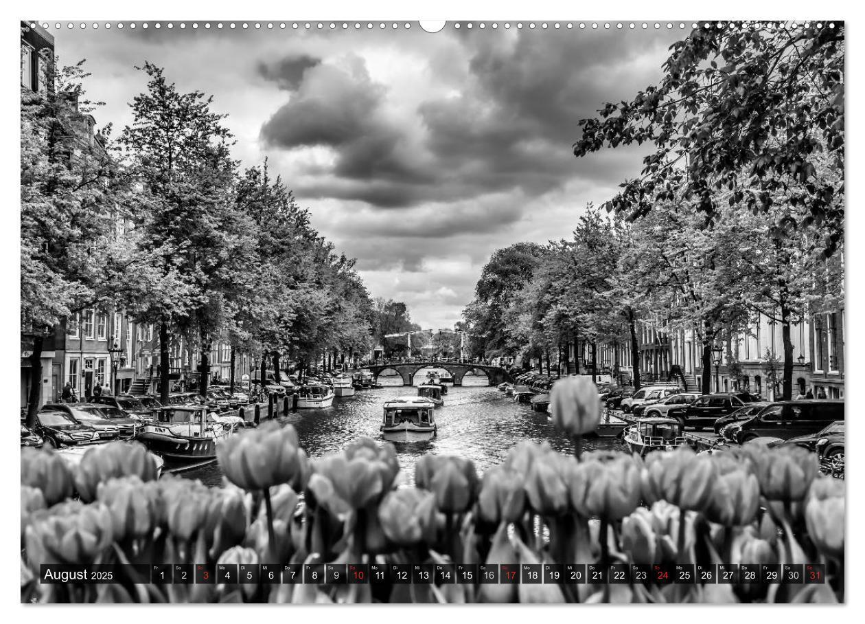 Bild: 9783435582198 | AMSTERDAM Stadtherz in Monochrom (Wandkalender 2025 DIN A2 quer),...