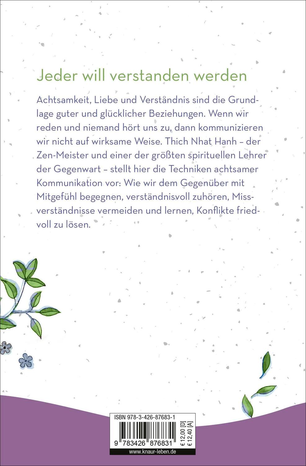 Rückseite: 9783426876831 | achtsam sprechen - achtsam zuhören | Thich Nhat Hanh | Taschenbuch