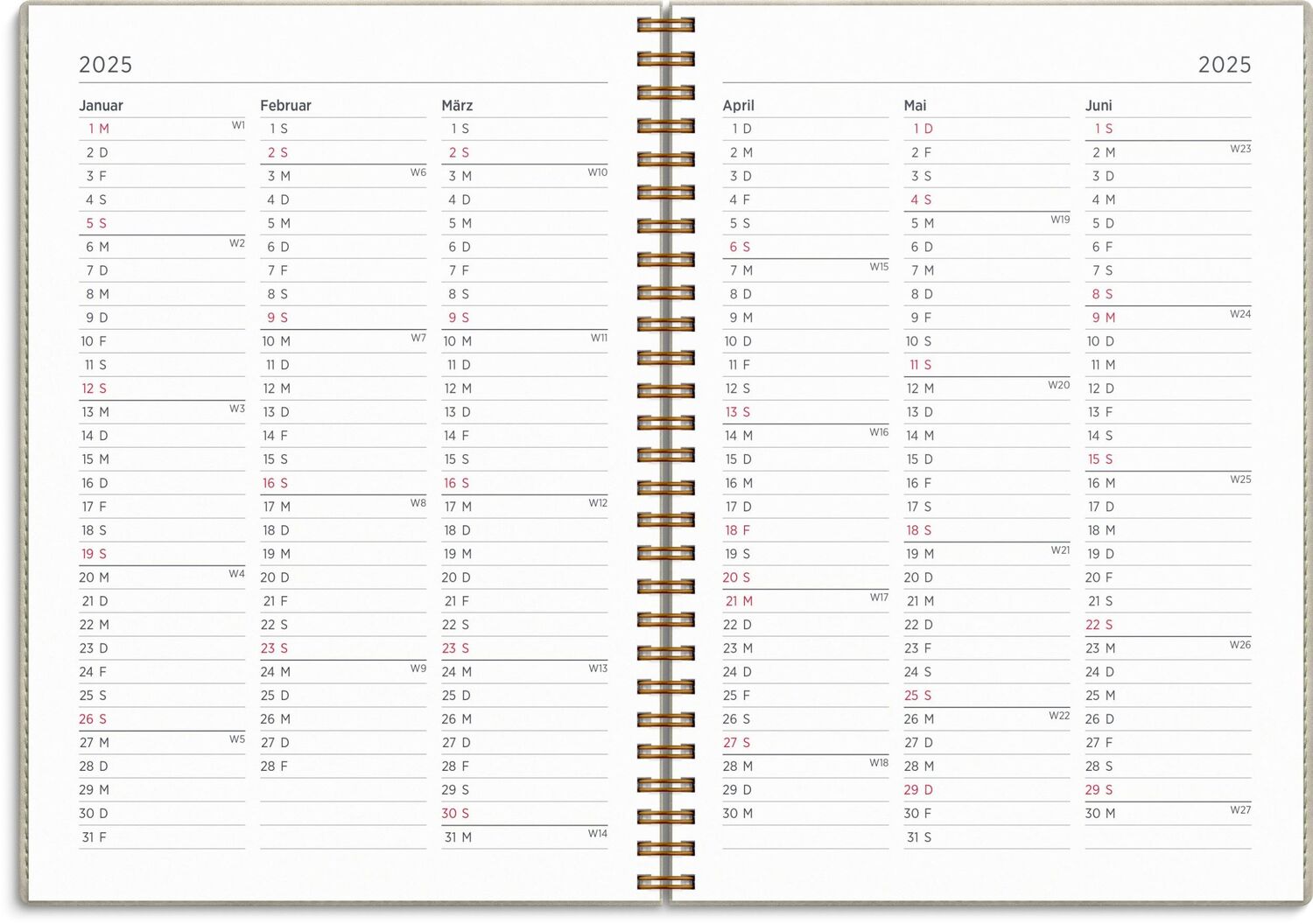 Bild: 7340188003848 | Burde Business A5 Twist beige Kalender 2025 | Terminplaner für 2025