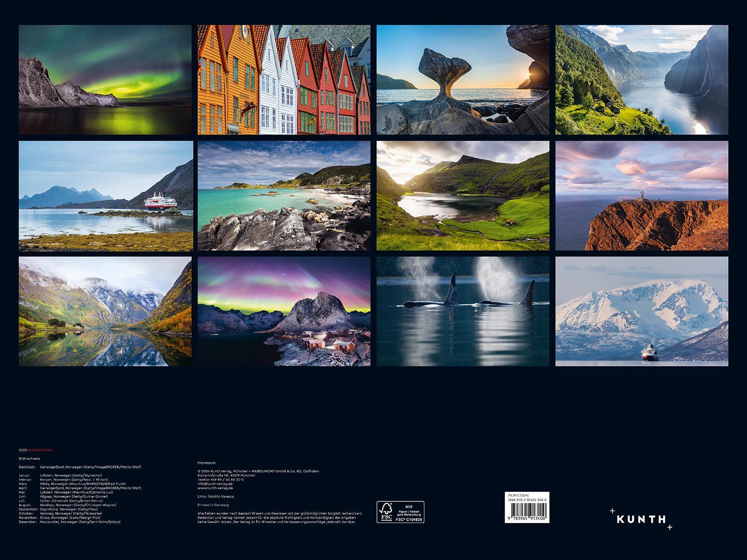 Bild: 9783965913400 | Hurtigruten - KUNTH Wandkalender 2025 | Kalender | 14 S. | Deutsch