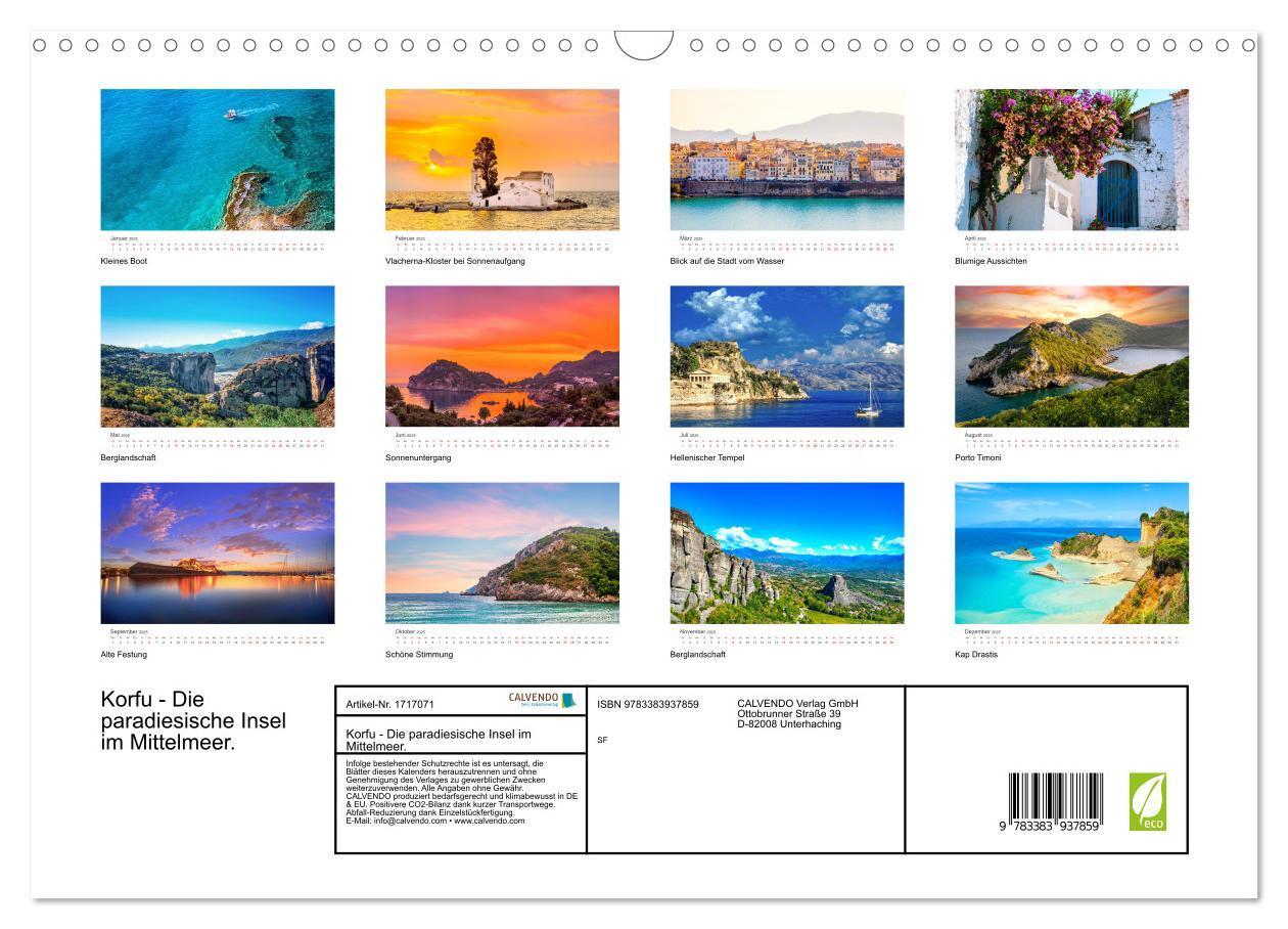 Bild: 9783383937859 | Korfu - Die paradiesische Insel im Mittelmeer. (Wandkalender 2025...