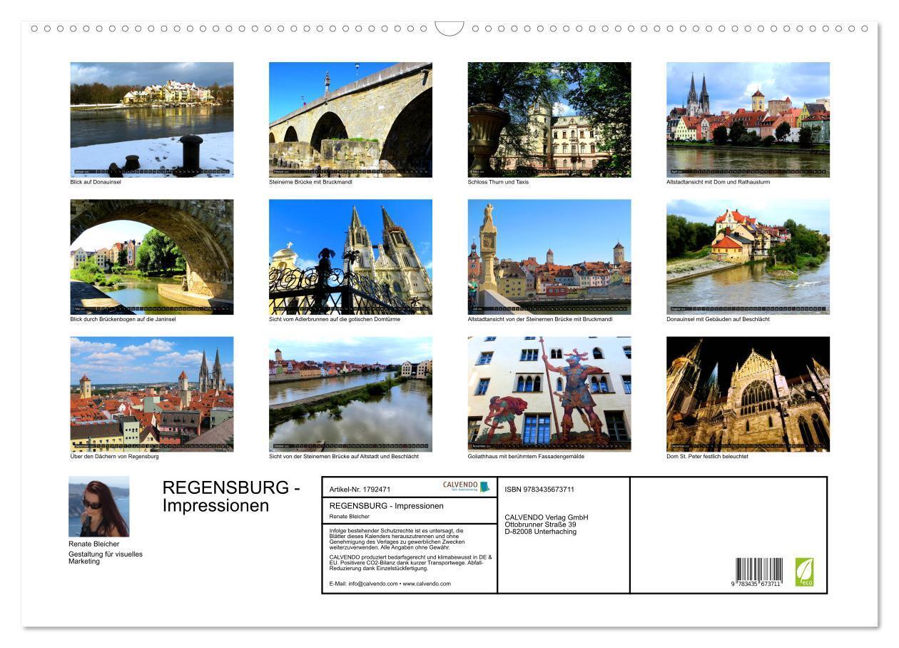 Bild: 9783435673711 | REGENSBURG - Impressionen (Wandkalender 2025 DIN A2 quer), CALVENDO...