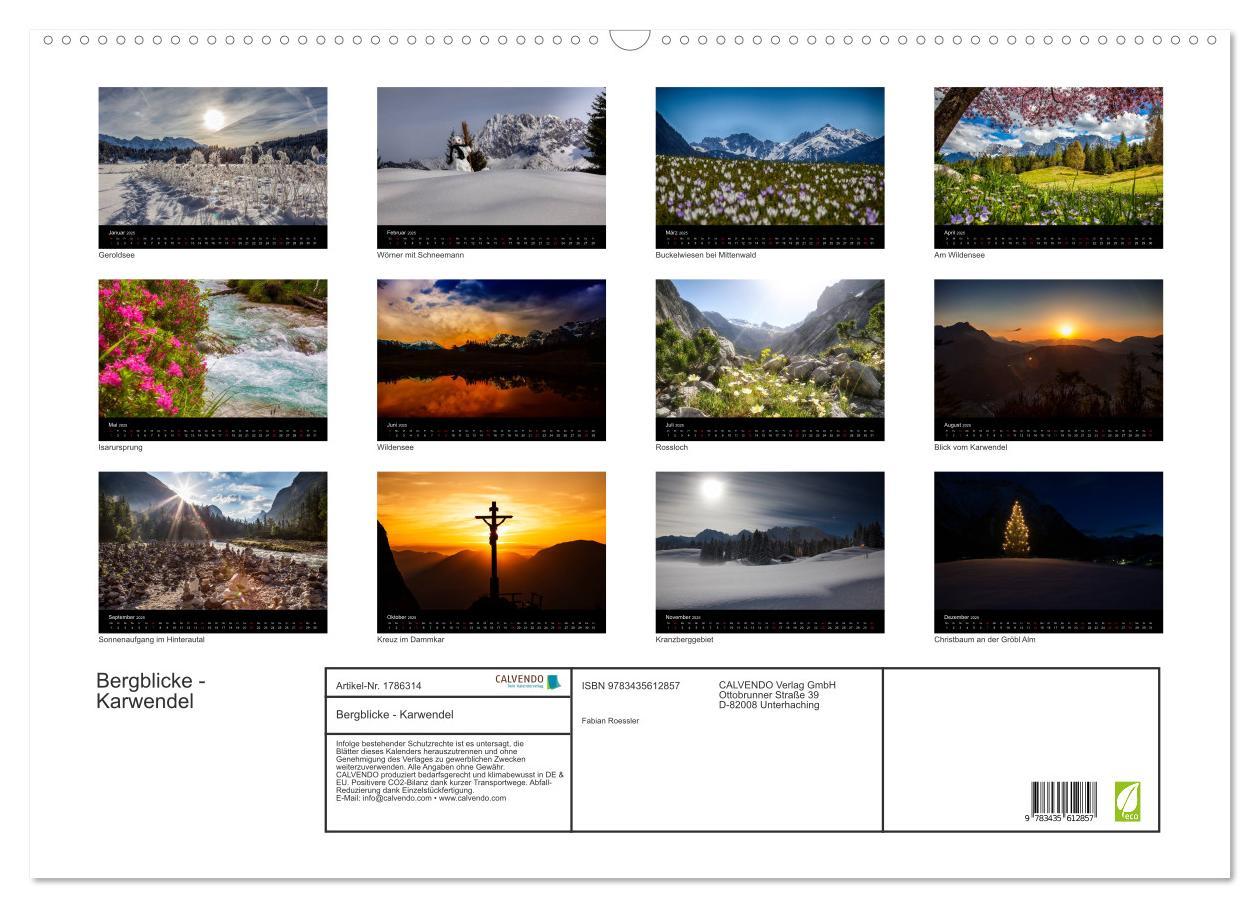 Bild: 9783435612857 | Bergblicke - Karwendel (Wandkalender 2025 DIN A2 quer), CALVENDO...