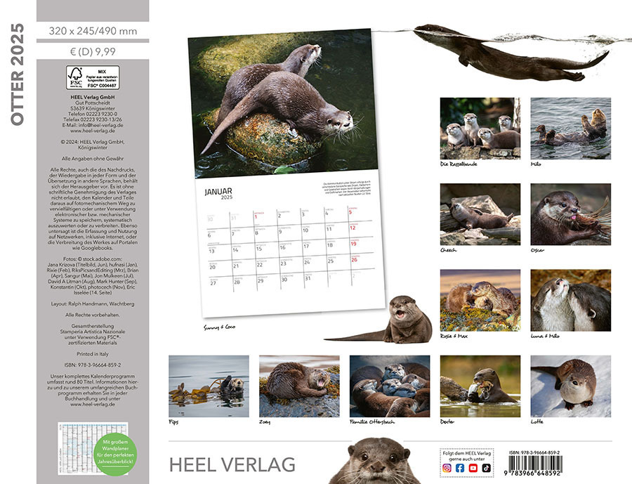 Bild: 9783966648592 | Otter Kalender 2025 Wandkalender | Kalender | Spiralbindung | 14 S.