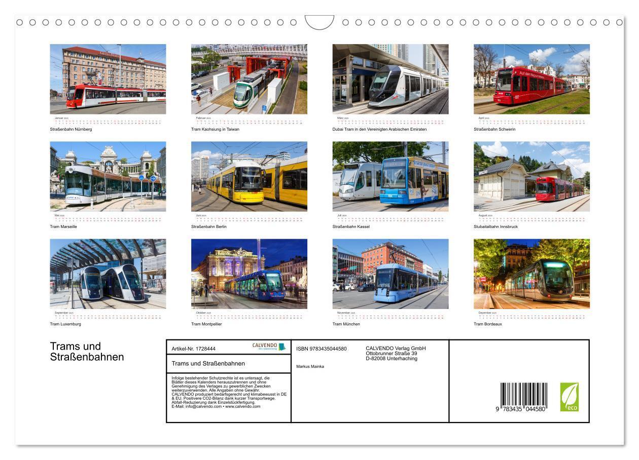 Bild: 9783435044580 | Trams und Straßenbahnen (Wandkalender 2025 DIN A3 quer), CALVENDO...