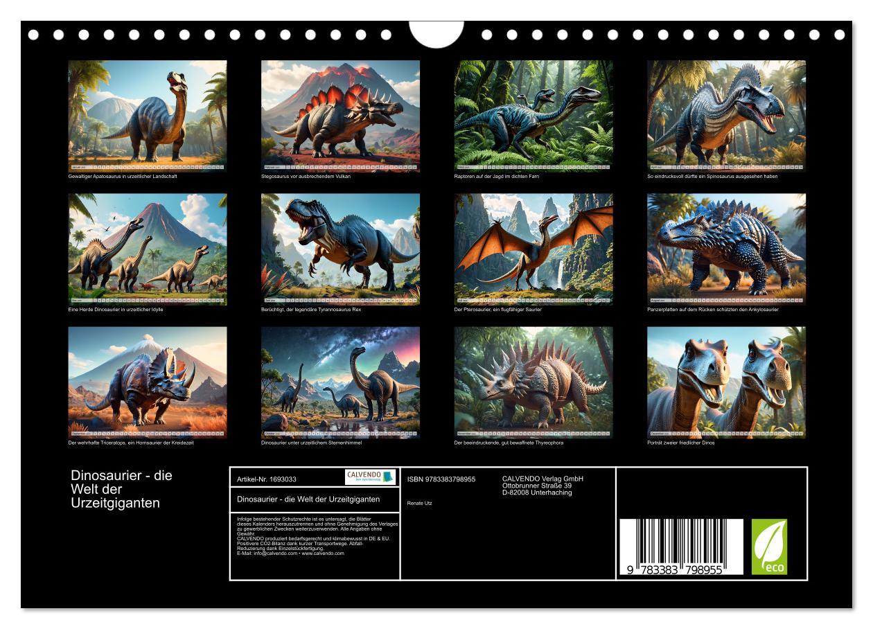 Bild: 9783383798955 | Dinosaurier - die Welt der Urzeitgiganten (Wandkalender 2025 DIN A4...