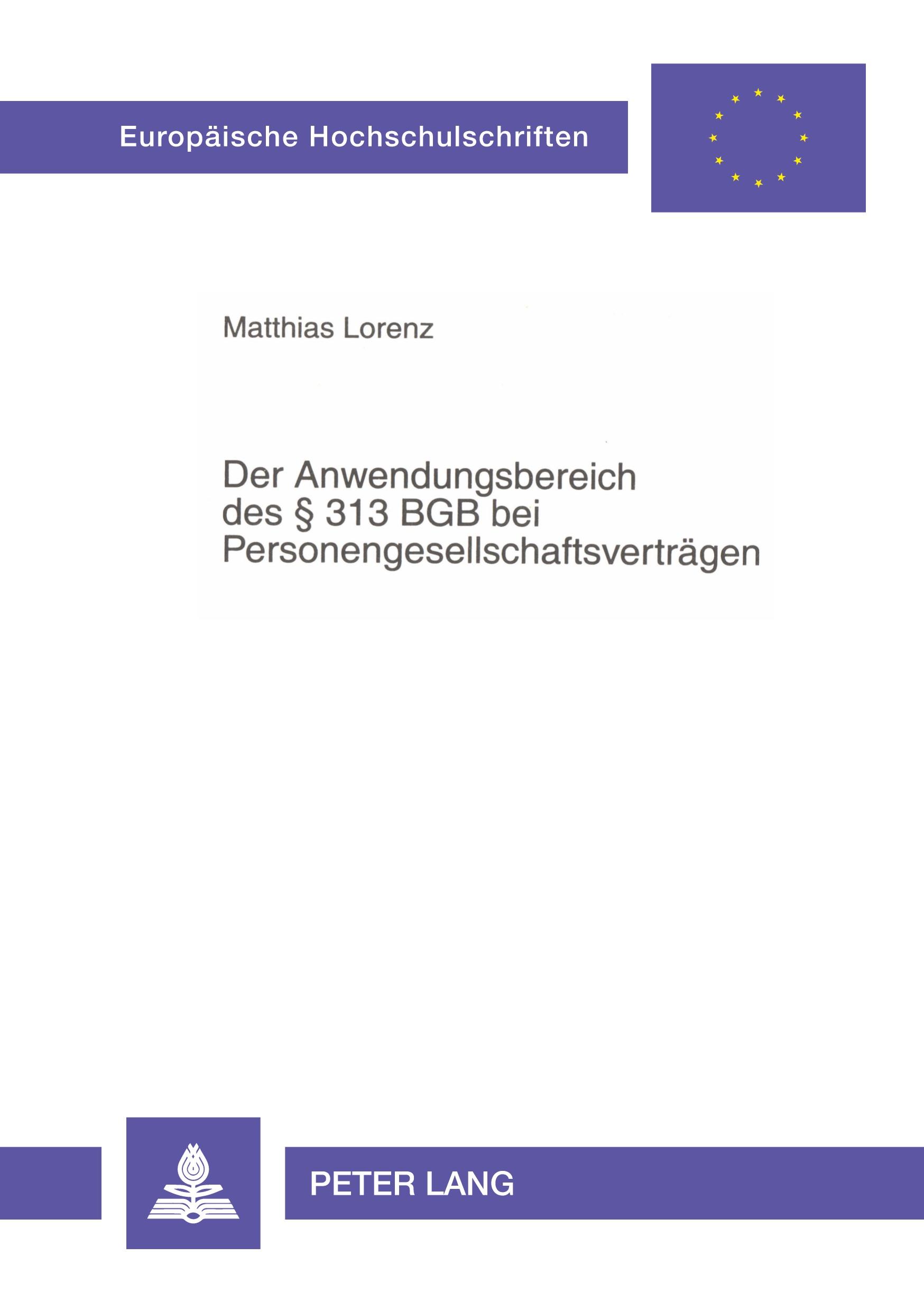 Cover: 9783631574898 | Der Anwendungsbereich des § 313 BGB bei Personengesellschaftsverträgen