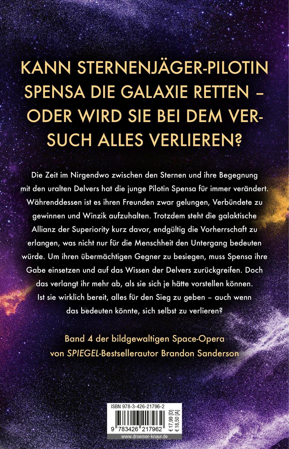 Rückseite: 9783426217962 | Defiant - Jenseits der Sterne | Brandon Sanderson | Taschenbuch | 2024