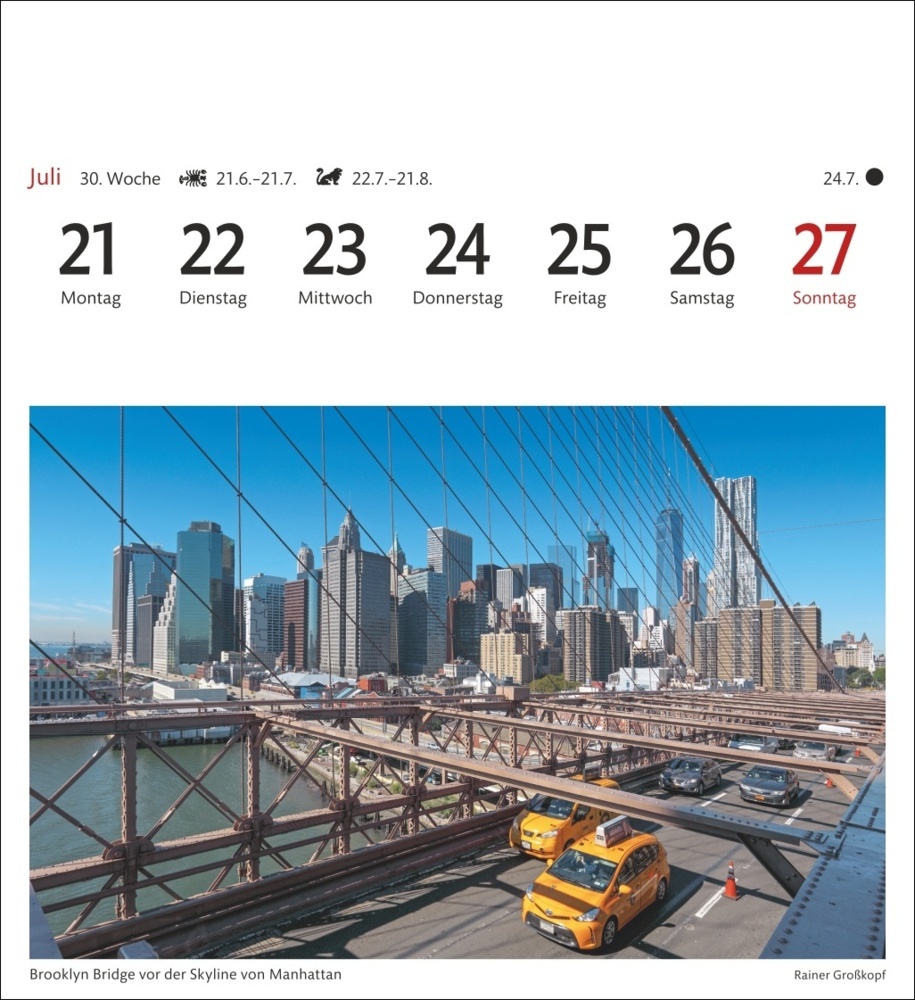 Bild: 9783840033407 | New York Sehnsuchtskalender 2025 - Wochenkalender mit 53 Postkarten